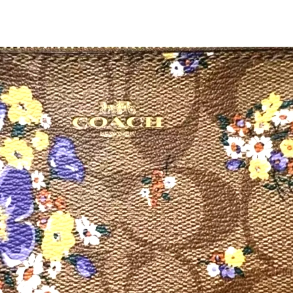 Coach Corner Zip Wristlet Floral Medley Bouqet - Purple & Yellow *FAST SHIPPING* - Picture 2 of 7